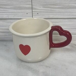 Handmade Red Heart Mug – Ceramic Coffee Cup | Cute Gift for Her, Valentine's Day